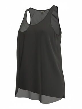 Eileen Fisher Black Sleeveless Mesh-Back Tank